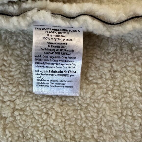 NWT COTTON:ON Curve Aviator Black & White Faux Leather/Shearling Jacket L-12/14 - Picture 12 of 12